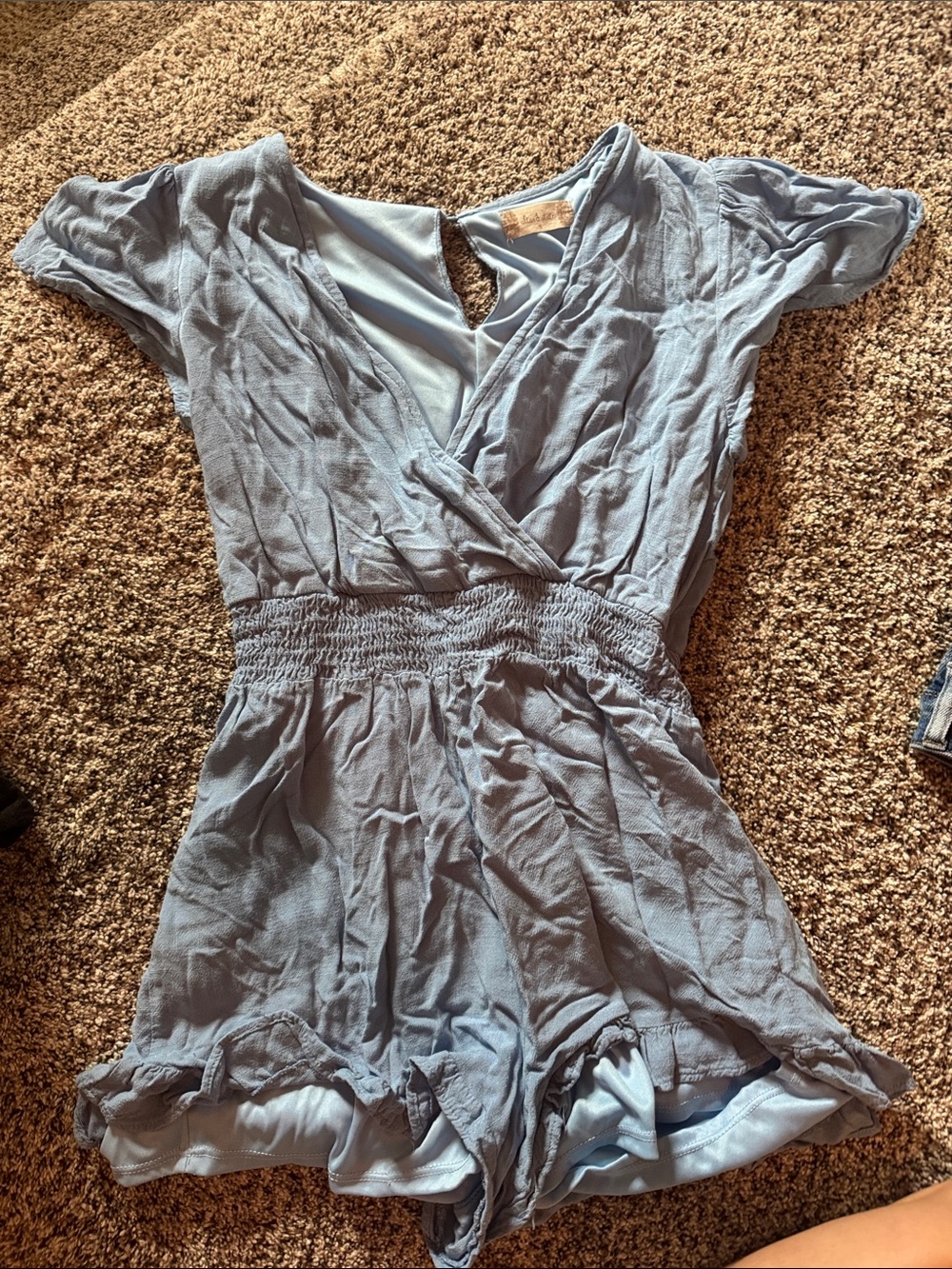 altard state small Light Blue Women's Smocked Waist V-Neck Romper